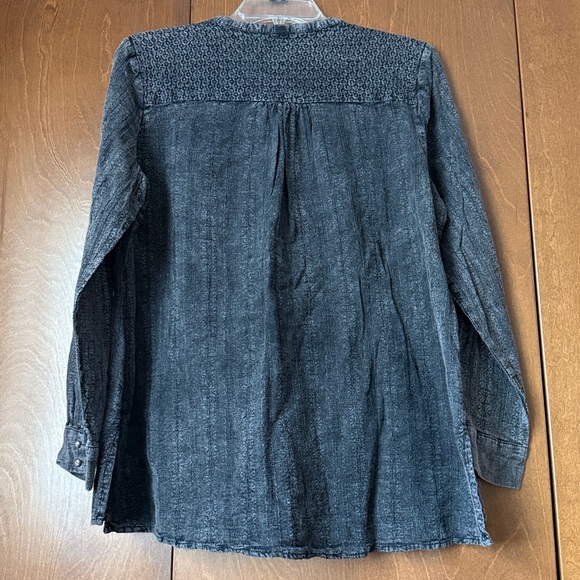 Soft Surroundings NWT Boho Embroidered Neck Charcoal Tunic Sz PL COTTON - Picture 2 of 10